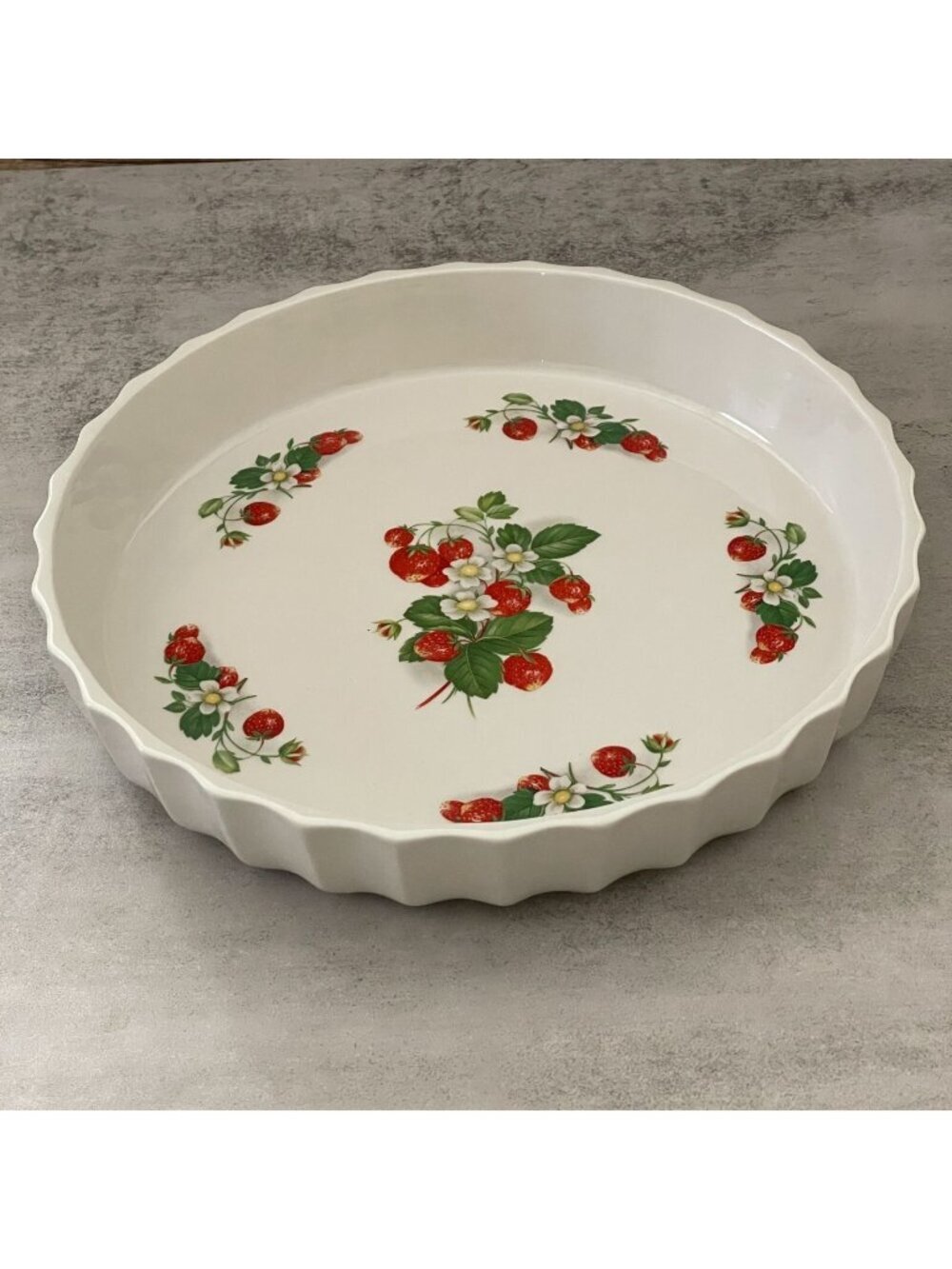 Vintage 70’s Portmeirion Summer Strawberries 12" Quiche Pie Baking Dish England